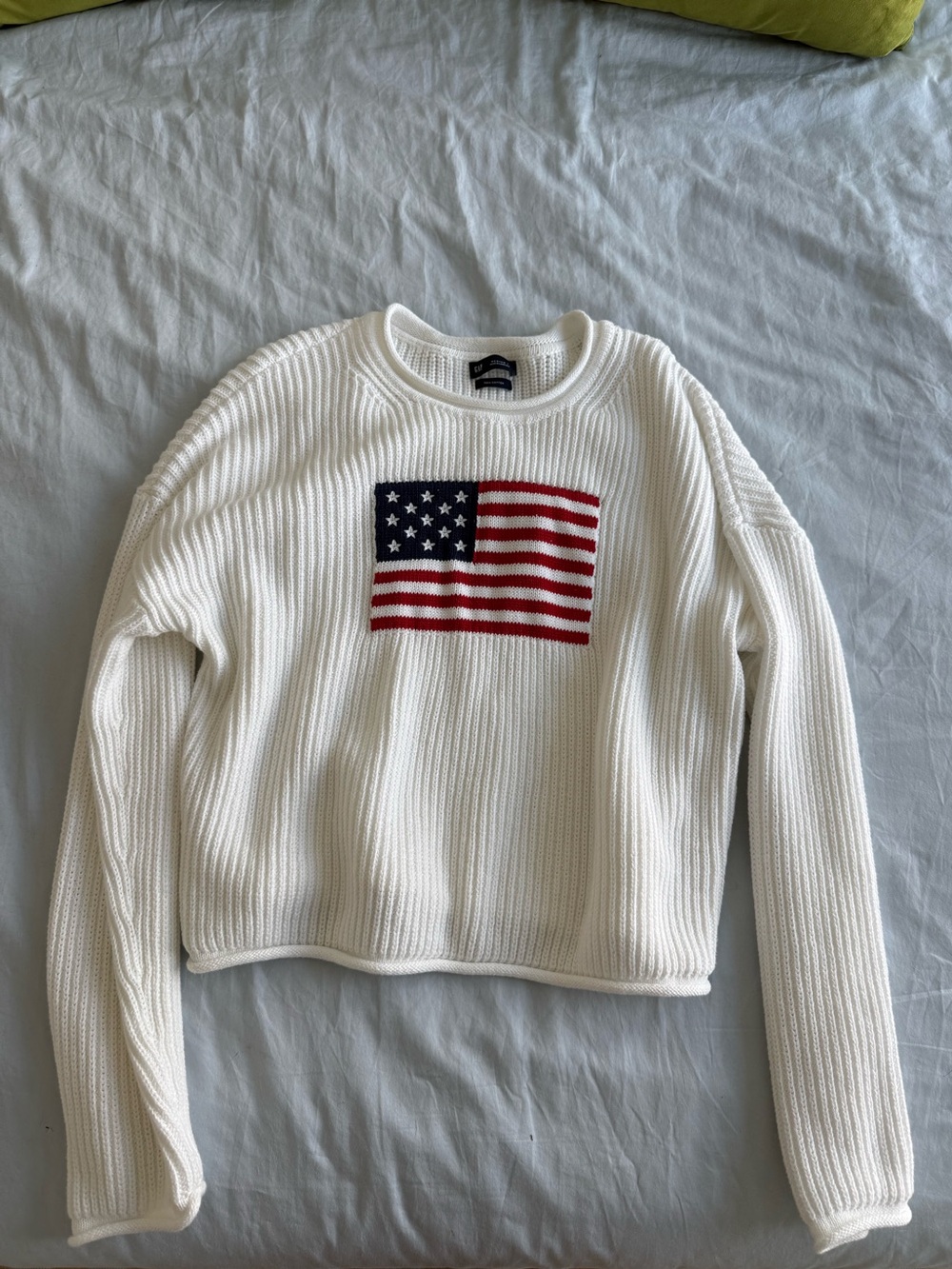 GAP 100% Cotton Oversized Americana Crop Sweater Size Medium Tall
